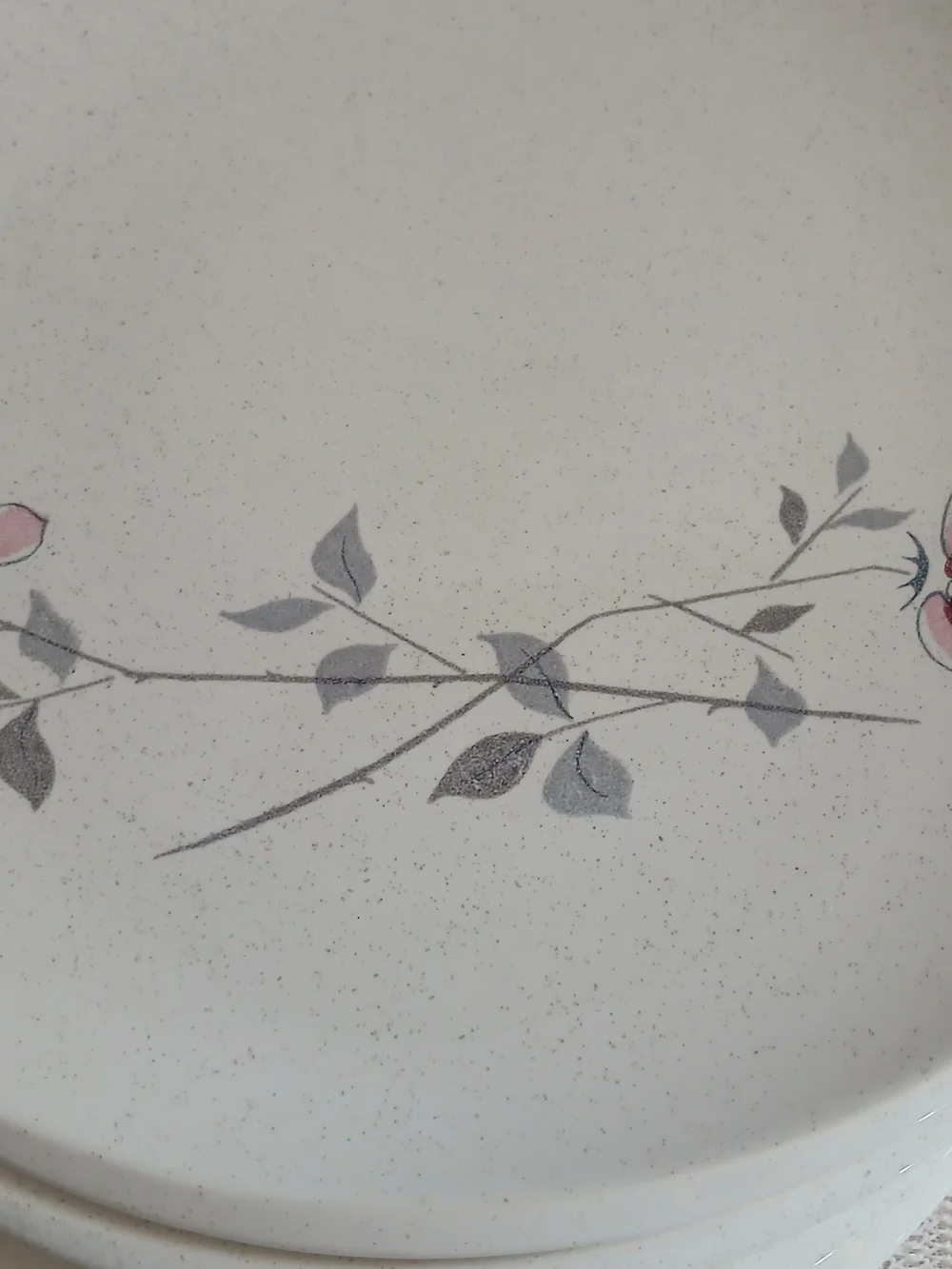 Franciscan Dinner Plate with Pink Floral and Gray Leaf Motif - Set of 4 Vintage